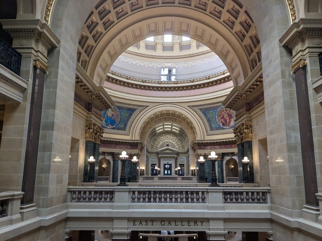 View of the East Gallery and Supreme Court wing of the WI Capitol