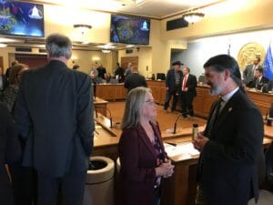 Meleesa Johnson, WGF, speaks to Rep. Miresse at Wisconsin State Capitol, October 2025